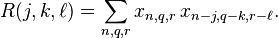 R(j,k,\ell) = \sum_{n,q,r} x_{n,q,r}\,x_{n-j,q-k,r-\ell}.