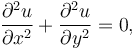 \frac{\part^2 u}{\partial x^2} + \frac{\part^2 u}{\partial y^2}=0,~