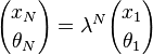  {x_N \choose \theta_N} = \lambda^N {x_1 \choose \theta_1} 