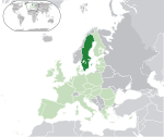 Map showing Sweden in Europe