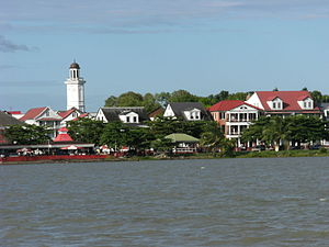 The street Waterkant in Paramaribo