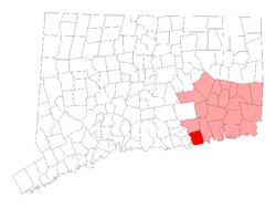 Location within New London County, Connecticut