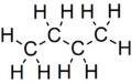 Skeletal formula of butane with all carbon and hydrogen atoms shown