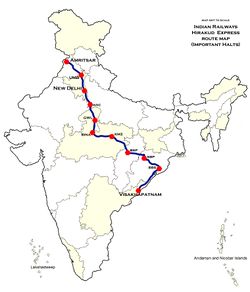 Hirakud (Hirakund) Express Route map.jpg