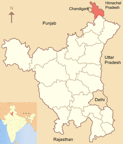 Location of Panchkula district in Haryana