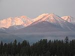 Snow-capped mountains in Kootenai National Forest.