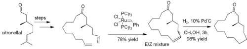 Synthesis of muscone via RCM