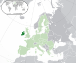 Map showing Ireland in Europe