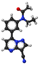 Zaleplon ball-and-stick model.png