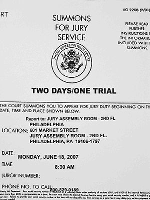 Picture of a jury summons