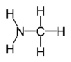 Skeletal formula of methylamine with all explicit hydrogens added