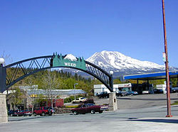 Entrance to Weed, California with Mount Shasta in the background.