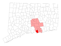 Location within Middlesex County, Connecticut