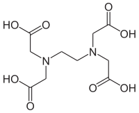 Skeletal formula of ethylenediaminetetraacetic acid