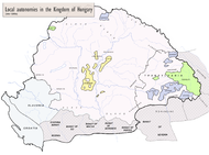 Map depicting the borders of the Kingdom of Hungary and its provinces