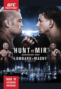 A poster or logo for UFC Fight Night: Hunt vs. Mir.