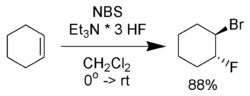 The bromofluorination of cyclohexene