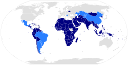 Map of the world indicating members and observers of the Non-Aligned Movement