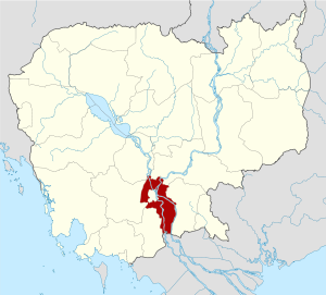 Map of Cambodia highlighting Kandal Province