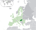 Map showing Hungary in Europe