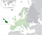 Map showing Malta in Europe