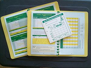 Decompression tables in the format of a small, ring-bound booklet.