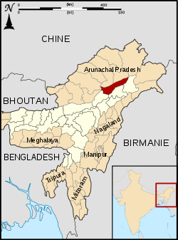 Dhemaji district's location in Assam