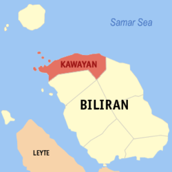 Map of Biliran with Kawayan highlighted