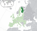 Map showing Finland in Europe