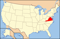 Map of the United States highlighting Virginia