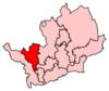 A medium-sized constituency. It is slightly to the northwest of the centre of the county.