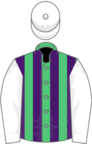 Emerald Green and Purple stripes, White sleeves and cap