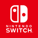 The logo for the Nintendo Switch console. It is two heavily stylized white Joy-Con controllers on a red background. Below them is the text "NINTENDO SWITCH" in white.