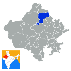 Location of Churu district in Rajasthan