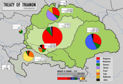 Green-and-grey map with pie charts