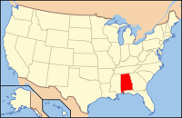 Map of the United States highlighting Alabama