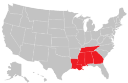 Southern States Athletic Conference locations