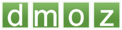 "dmoz" in white on a green background with each letter in a separate square