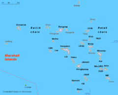 Map of the Marshall Islands showing Bikini