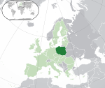 Map showing Poland in Europe