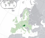 Map showing Austria in Europe