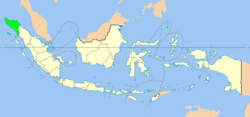 Map indicating the location of Aceh in Indonesia