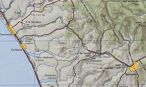 SR 78 continues east from I-5 and turns slightly northeast before making a ninety-degree turn southeast at the western junction with US 395. SR 78 and US 395 continue southeast past Escondido, where SR 78 turns south.