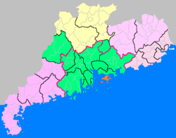 Map of Pearl River Delta in Green