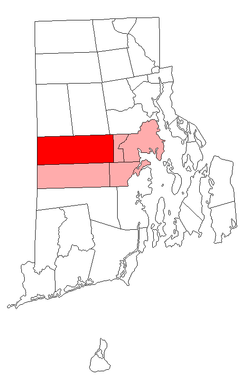 Location in Kent County and the state of Rhode Island.