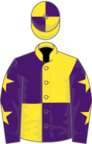 Yellow and purple (quartered), purple sleeves, yellow stars