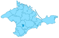 Simferopol (dark blue) on a map of Crimea.