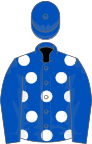 Royal blue, white spots on body