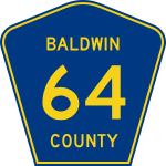 County road 64 marker in Baldwin County, Alabama