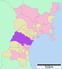 Location of Sendai in Miyagi Prefecture